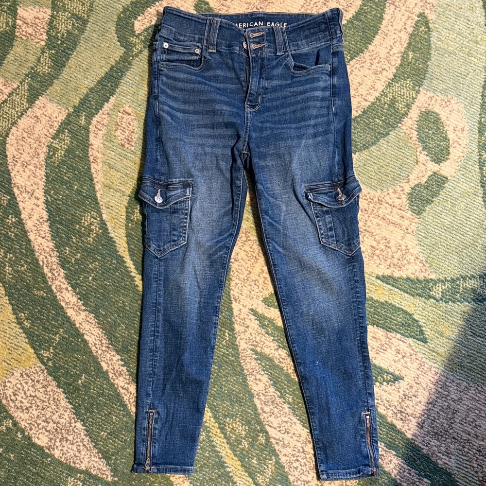 American Eagle Outfitters Women's Dark Blue Skinny Jeans